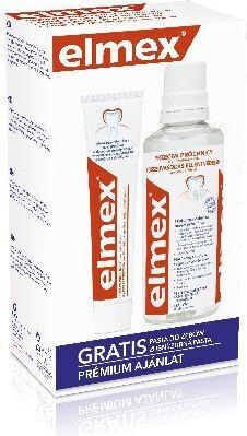 Elmex Zestaw w kasecie Przeciw Próchnicy (płyn do płukania ust 400 ml + pasta do zębów 75 ml)