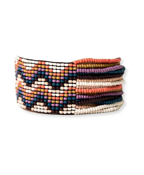Charlie vertical uniform stripes half woven beaded stretch bracelet modern preppy