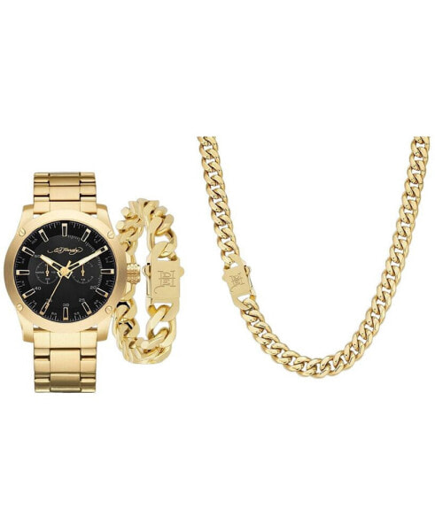 Часы и аксессуары Ed Hardy Мужские часы на браслете из блестящего металла 46 мм Gift Set