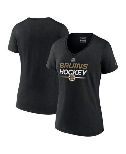 Women's Black Boston Bruins Authentic Pro V-Neck T-shirt
