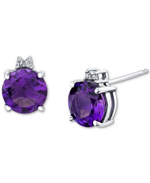 Amethyst (2-3/8 ct. t.w.) & Diamond Accent Stud Earrings in Sterling Silver