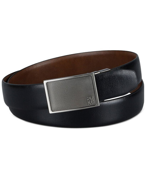 Men's Reversible Faux-Leather Compression-Buckle Belt