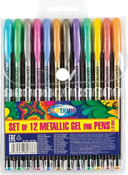 Ручки гелевые Metaliczne Centrum 12 цветов 80786