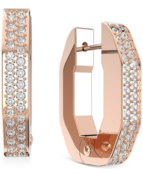 Rose Gold-Tone Small Pavé Octagon Hoop Earrings
