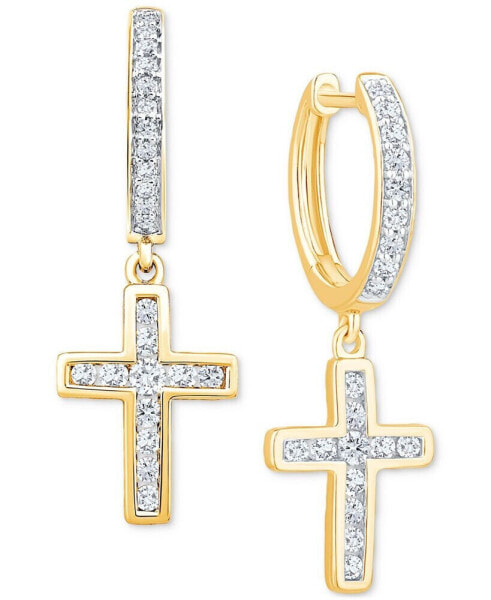 Серьги Macy's Diamond Cross Dangle Hoop