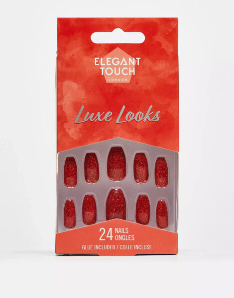 Elegant Touch Luxe Looks False Nails Red Velvet