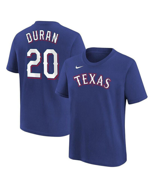 Big Boys Ezequiel Duran Royal Texas Rangers Name and Number T-shirt