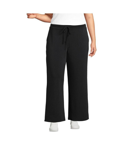 Plus Size Cupro Knit Mid Rise Wide Leg Pants