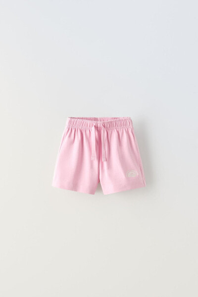 Plush bermuda shorts with embroidery