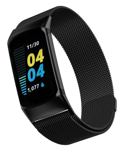 Unisex Black Stainless Steel Mesh Band Compatible with Fitbit Charge 5 and 6