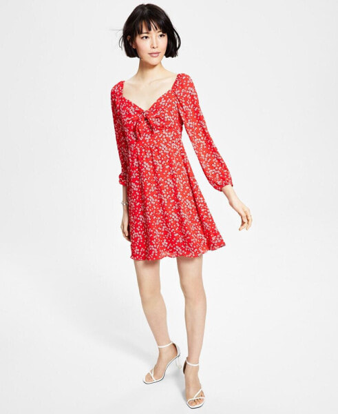 Women's Ditsy-Print Tie-Bust Dress, Created for Macy's