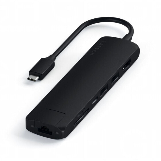 Satechi Aluminum USB-C Slim Multi-Port 7 in 1 Adapter"Schwarz USB-C 7 in 1