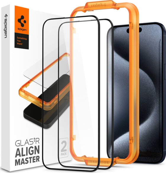 Spigen Szkło do etui Spigen Glas.tR FC AM 2-Pack do iPhone 15 Pro, z czarną ramką