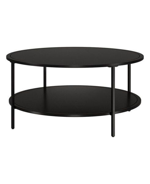 Sivil 36" Wide Round Coffee Table with Metal Top