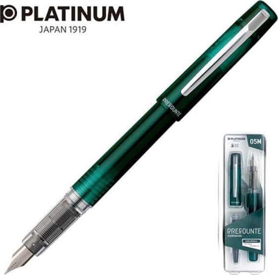 Platinum Pióro wieczne Platinum Prefounte Dark Emerald, M, w plastikowym opakowaniu, na blistrze, zielone