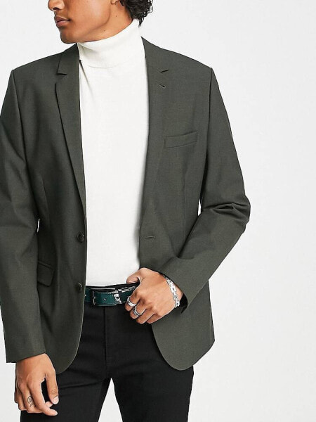 ASOS DESIGN super skinny blazer in khaki texture 