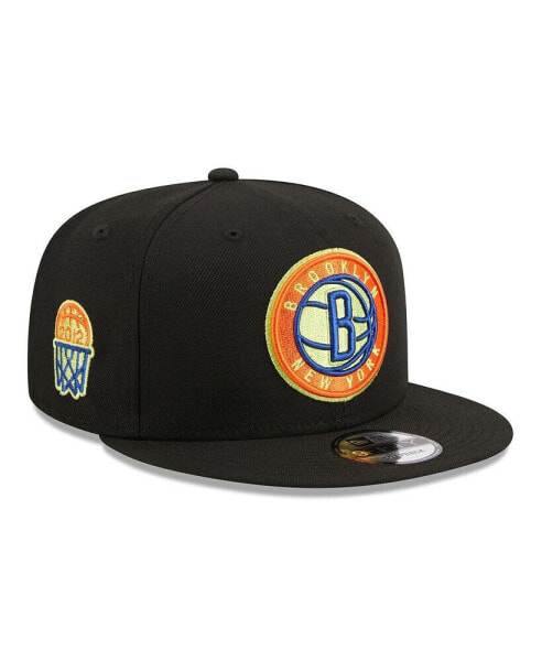 Men's Black Brooklyn Nets Neon Pop 9FIFTY Snapback Hat