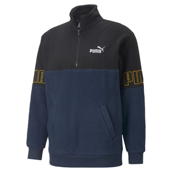 Puma Power Colorblock Half Zip Sweatshirt Mens Black, Blue 84985573