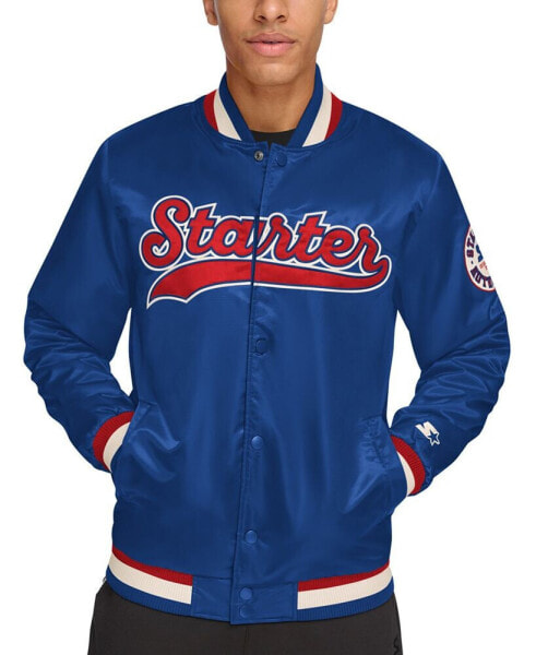 Men's Classic-Fit Satin Varsity Bomber Jacket