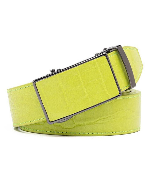 Men's Genuine Leather Crocodile Design Dress Belt with Automatic Buckle