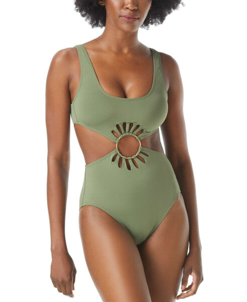 Vince Camuto 283927 Women's Logo-Ring Cutout One-Piece Swimsuit, Size 10