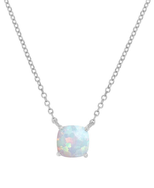 Macy's lab-Grown Opal Cushion Cut Solitaire 18" Pendant Necklace (5/8 ct. t.w.)