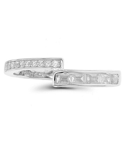 Round and Baguette Cubic Zirconia Overlapped Ring (5/8 ct. t.w.) in Sterling Silver