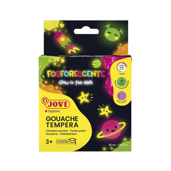 JOVI Phosphorescent Tempera Case Of 4 Bottles Of 35ml Based On Natural Ingredients Easy To Wash