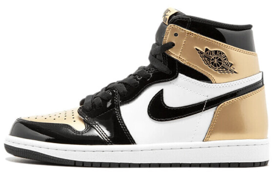 Jordan Air Jordan 1 High Nrg Patent Gold Toe 金脚趾 非鸳鸯 高帮 复古篮球鞋 男女同款 黑金拼接