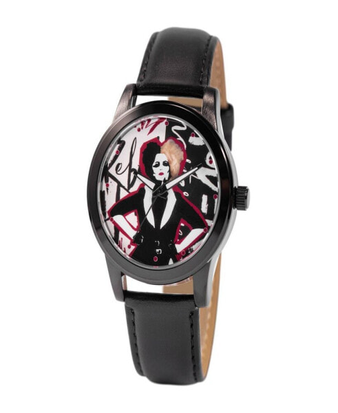 Часы и аксессуары ewatchfactory Женские Disney Cruella с кожаным ремешком 38 мм, черные