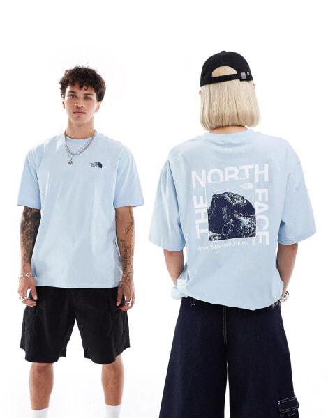 The North Face Half Dome Photo backprint oversized t-shirt in light blue