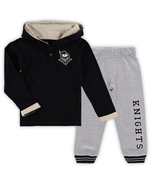 Toddler Boys Black and Heathered Gray UCF Knights Poppies Pullover Hoodie and Sweatpants Set
