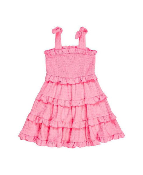 Big Girls Crinkle Knit Tiered Dress