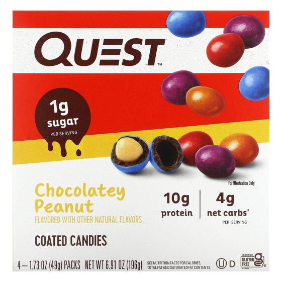 Quest Nutrition, Арахисовые конфеты в шоколадной глазури, 4 упаковки по 49 г (1,73 унции)