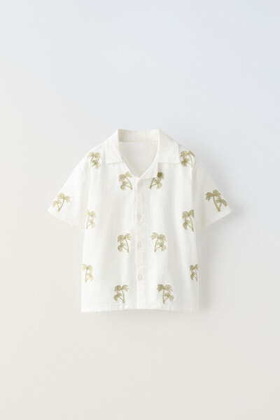 Palm tree embroidery shirt