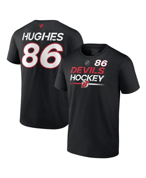 Men's Jack Hughes Black New Jersey Devils Authentic Pro Prime Name and Number T-shirt