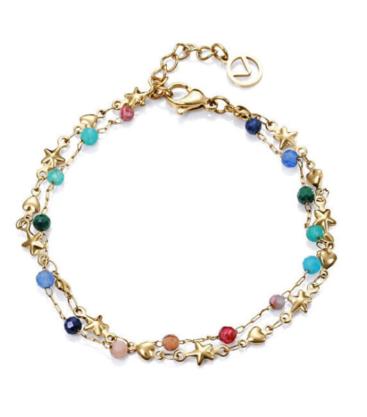 Double gold-plated bracelet with beads Kiss 14175P01019