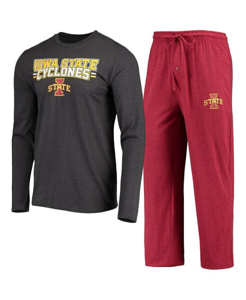 Пижама Concepts Sport Iowa State Cyclones с длинными рукавами и штанами, цвет малиновый, меланж - Мужская