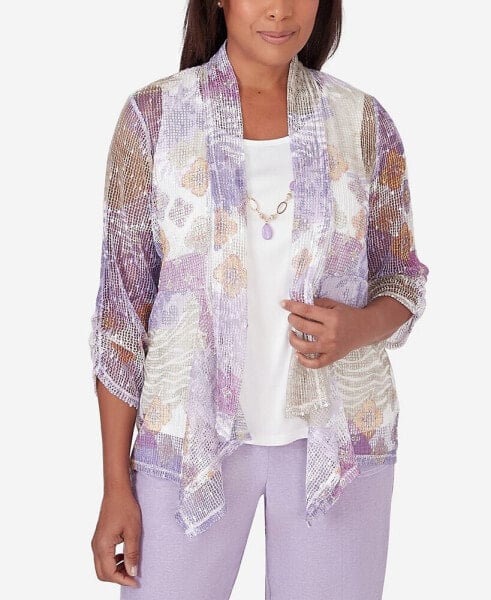 Women's Garden Party Popcorn Mesh Two For One Top