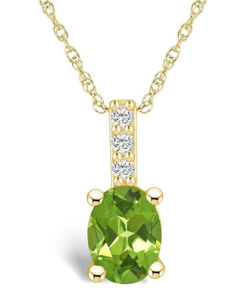 Peridot (1-1/3 Ct. T.W.) and Diamond Accent Pendant Necklace in 14K Yellow Gold