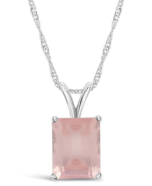 Macy's sky Blue Topaz (3 ct. t.w.) Pendant Necklace in Sterling Silver. Also Available in Rose Quartz