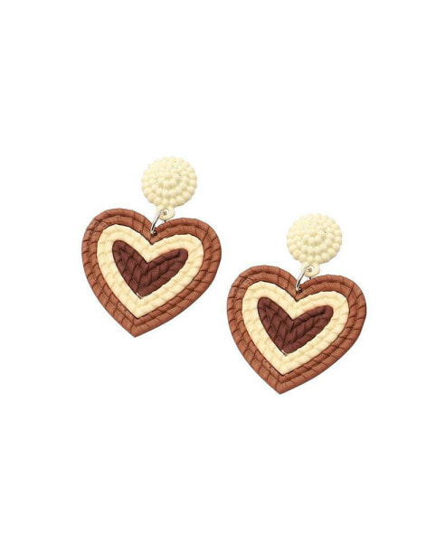 Women's Gold Block Heart Drop Earrings