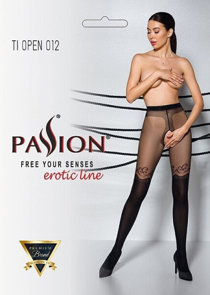 Erotische Strumpfhose mit Ausschnitt Tiopen 012 20/40 Den black - Passion 1/2