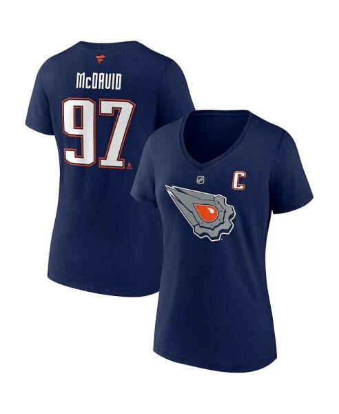 Women's Connor McDavid Navy Edmonton Oilers Special Edition 2.0 Name and Number V-Neck T-shirt