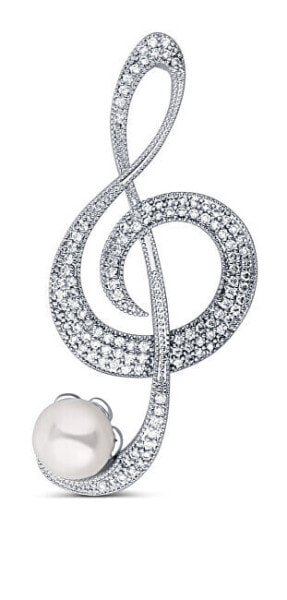 Shimmering Pearl Brooch Treble Clef JL0793