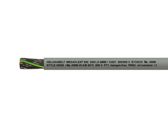 Helukabel MEGAFLEX 500 - Low voltage cable - Grey - Polyvinyl chloride (PVC) - Polyvinyl chloride (PVC) - Cooper - -30 - 80 °C