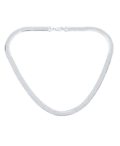 Flat 5MM Snake Flexible Omega Chain .925 Sterling Silver Herringbone Choker Collar Necklace For Women 16 Inch