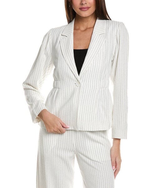 Crystal Kobe Pinstripe Linen-Blend Jacket Women's