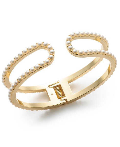 Gold-Tone Imitation Pearl Double-Row Cuff Bracelet, Created for Macy's