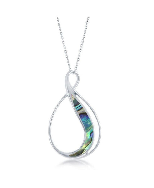 Sterling Silver Abalone Pearshaped Pendant Necklace